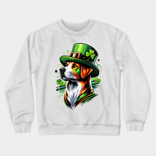 Mountain Cur Dog Celebrates St Patrick's Day Festively Crewneck Sweatshirt by ArtRUs